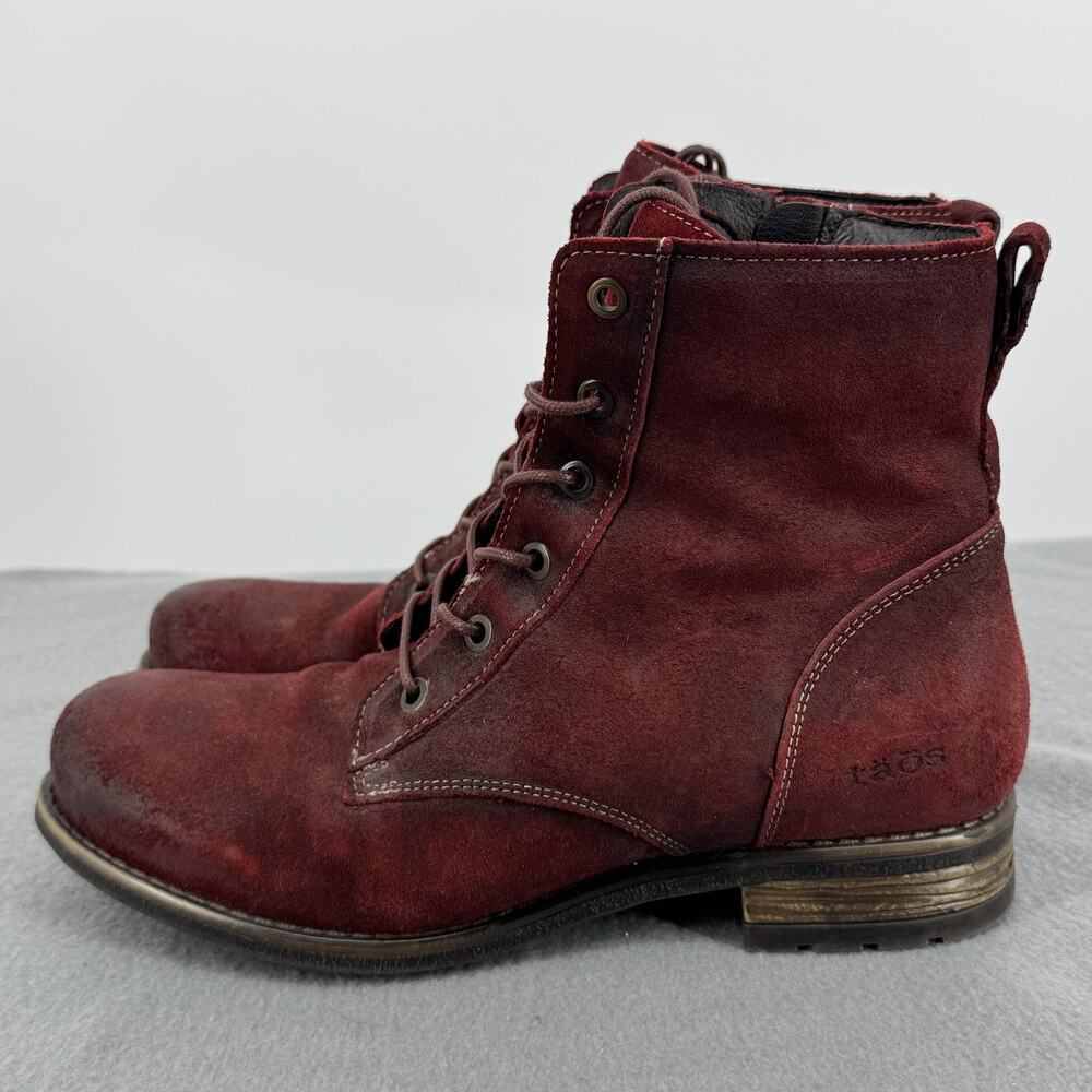 Taos Boot Camp Garnet Suede Combat Boots Womens 8 8.5 EU39 Zip Portugal